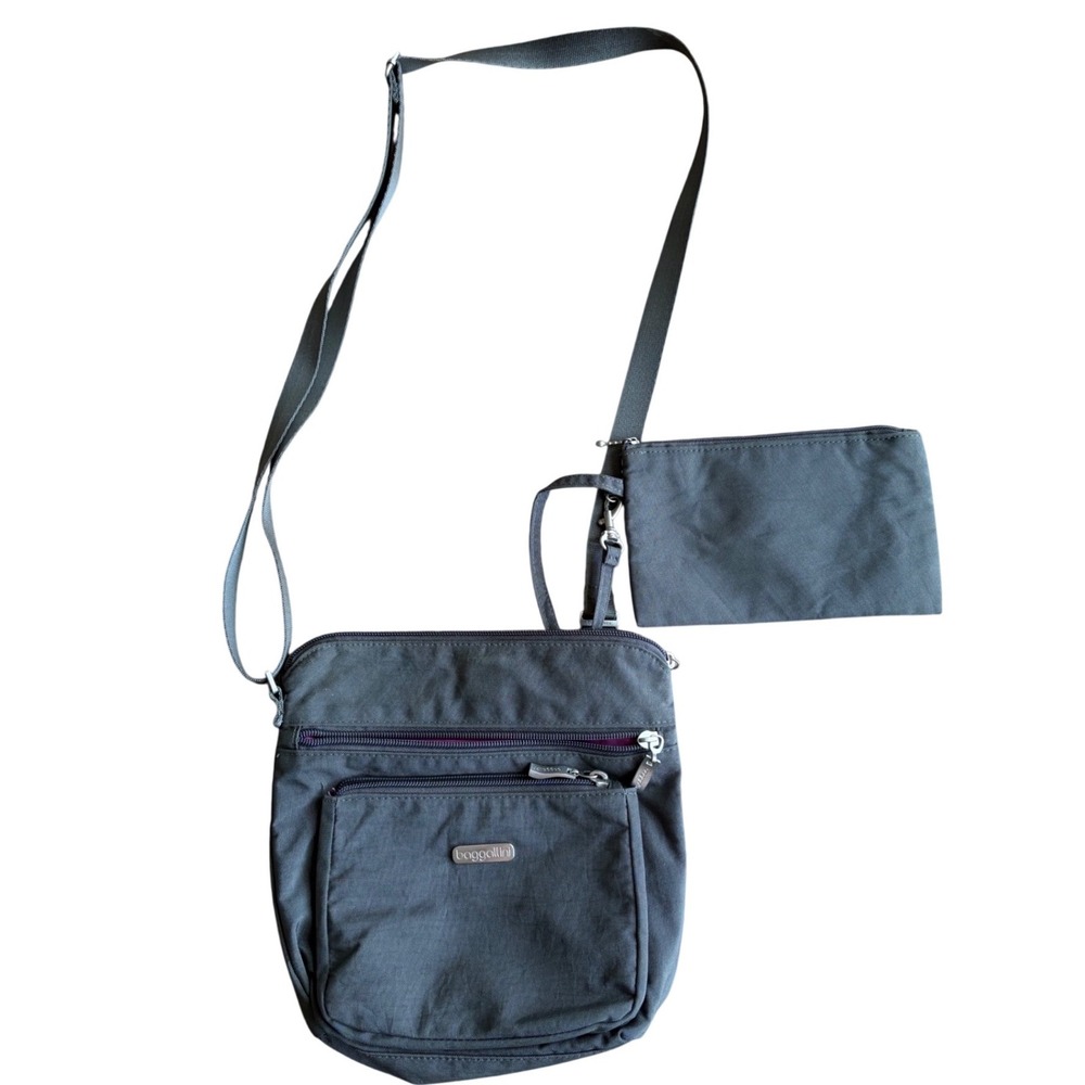 Baggallini Charcoal Gray Nylon‎ Crossbody Bag with RFID Slots and Bonus Pouch
